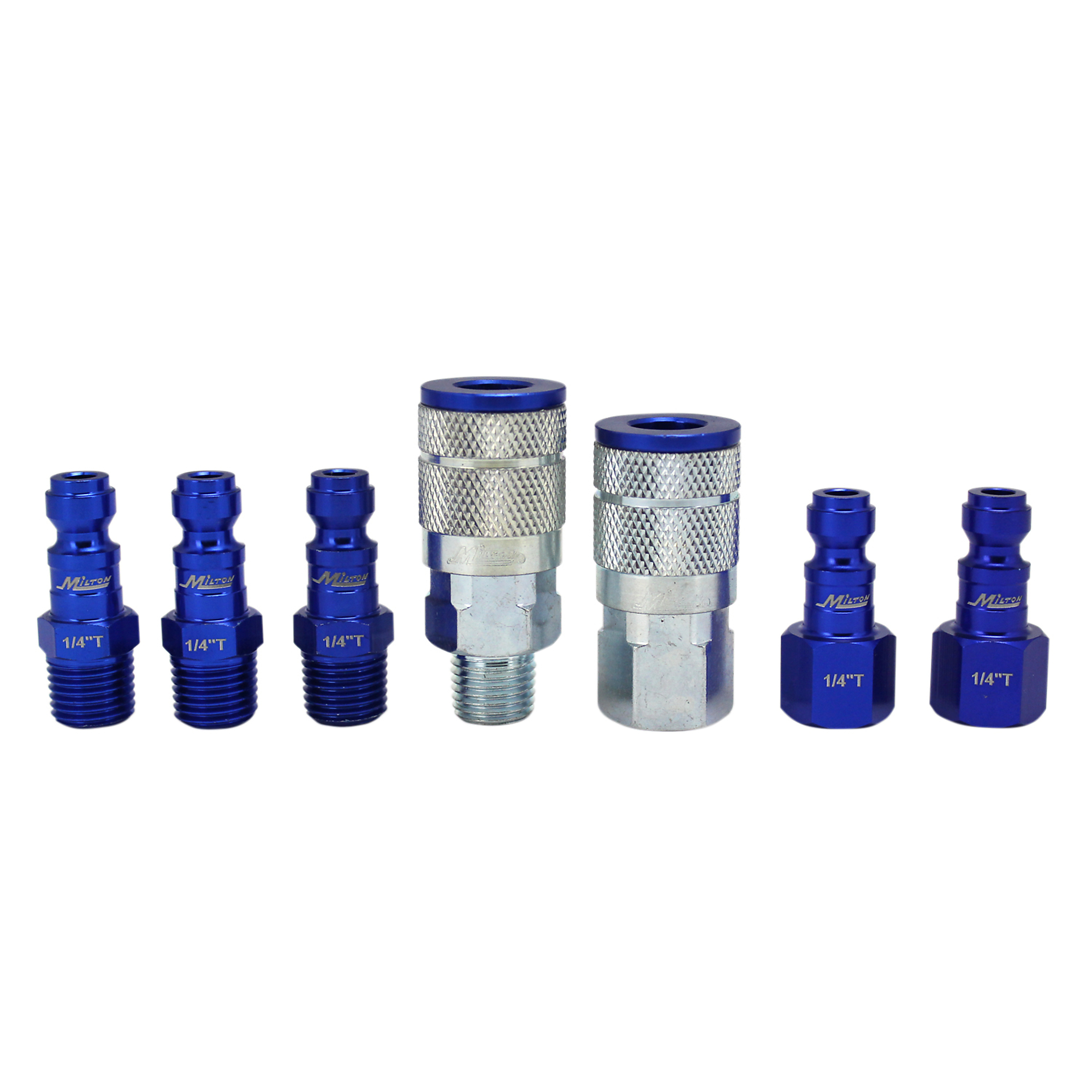 Milton, 7 pc. ColorFit Set, T-style Blue, 1/4in., Coupler Size 1/4 in, Model# s-307TKIT